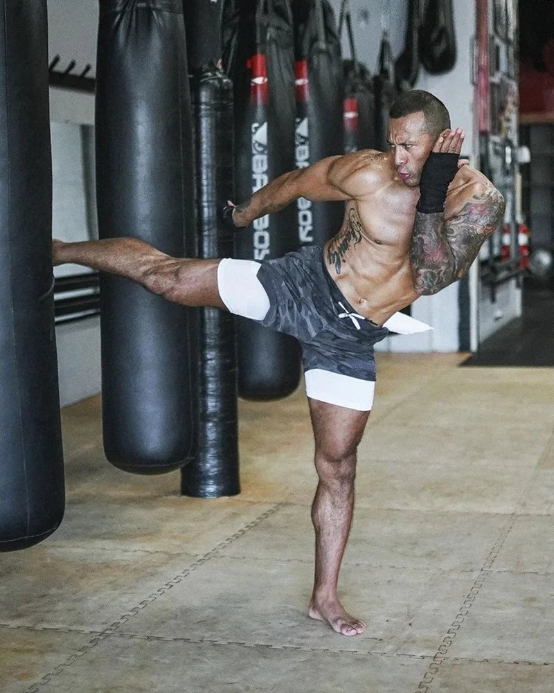 Shorts Homens Esportivos 2 Em 1 Treino de Secagem Rápida