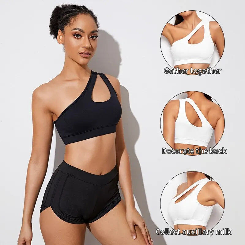 Sutiã feminino Push Up Sutiãs fitness Sutiã de ioga de um ombro