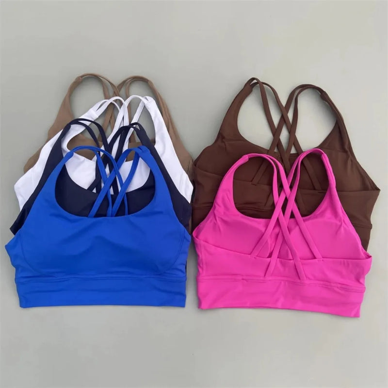 Soft Cross Back Mulheres Fitness Yoga Alta Resistência com Almofada