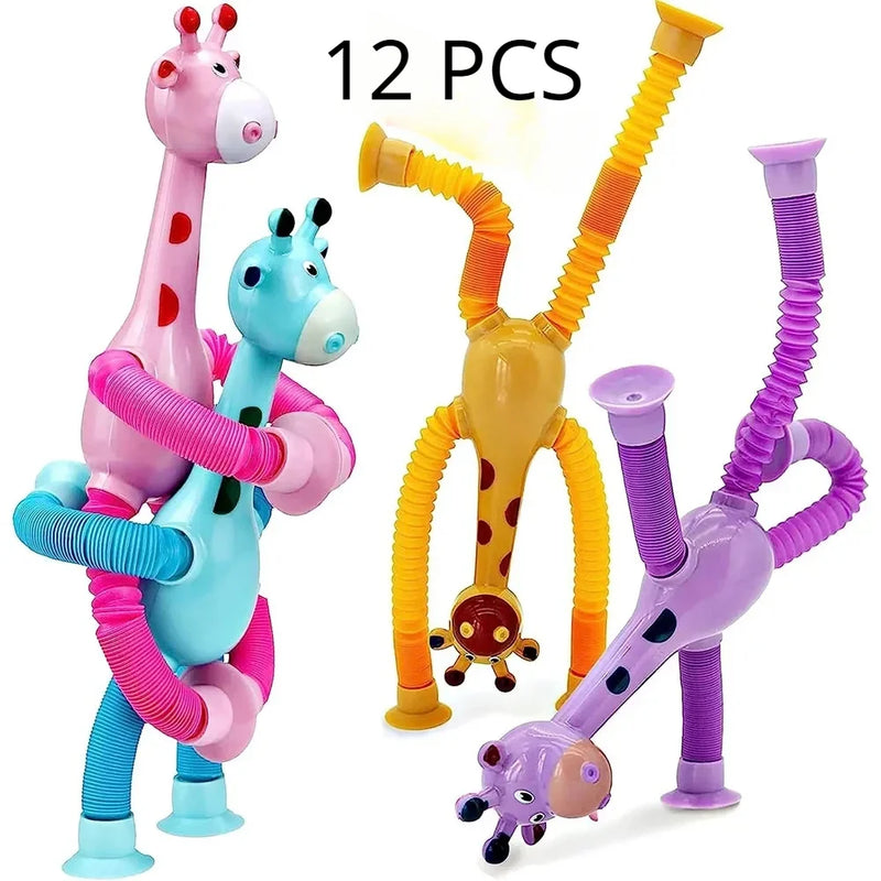 Girafa Brinquedo Ventosa Telescópica Pop Tubos